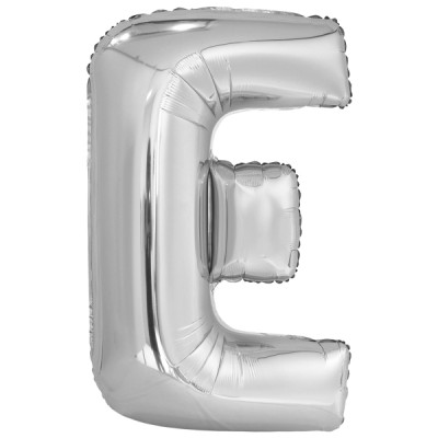 Fóliový balón "E" strieborný