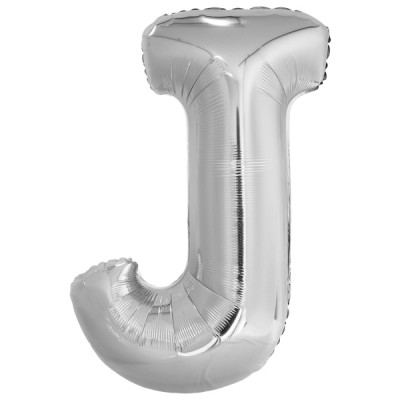 Fóliový balón "J" strieborný