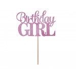 Zapichovacia ozdoba na tortu Birthday Girl ružová