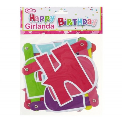 Banner Happy Birthday ružový mix