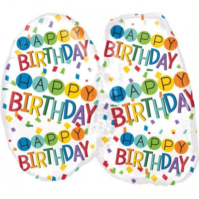 Fóliový balón SuperShape 40 farebný birthday