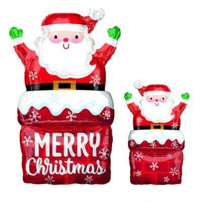 Fóliový balón SuperShape Santa v komíne