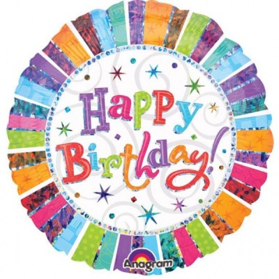 Fóliový balón Happy Birthday farebný