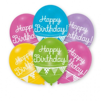 Latexové balóny Happy Birthday mix farieb