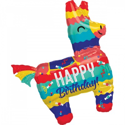 Fóliový balón Happy birthday farebná pinata