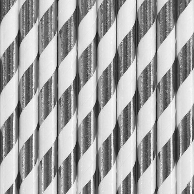 Papierové slamky chevron foliové strieborné