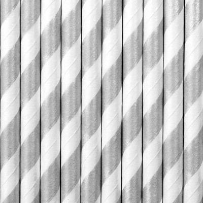 Papierové slamky chevron strieborné