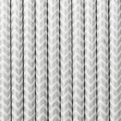 Papierové slamky chevron strieborné