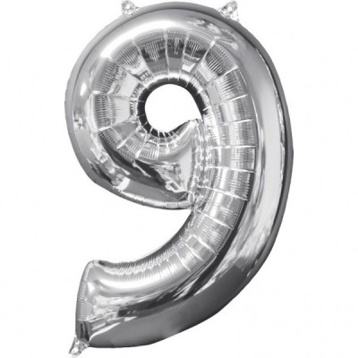 Fóliový balón 9 strieborný
