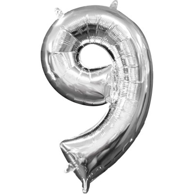 Fóliový balón 9 strieborný