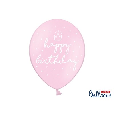 Latexové balóny happy b-day baby ružová