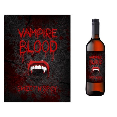 Halloween nálepky na fľašu Vampire blood