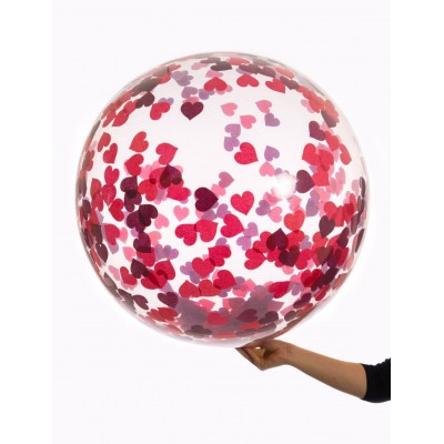 Transparentný balón konfety srdcia