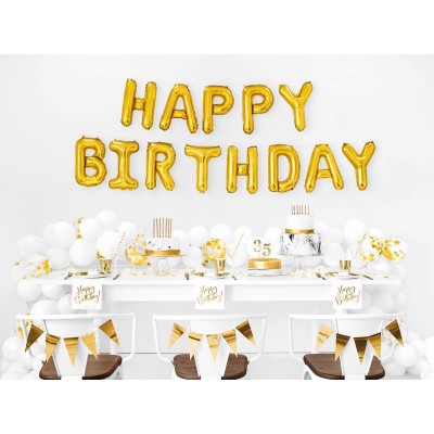 Fóliové balóny Happy Birthday zlatý