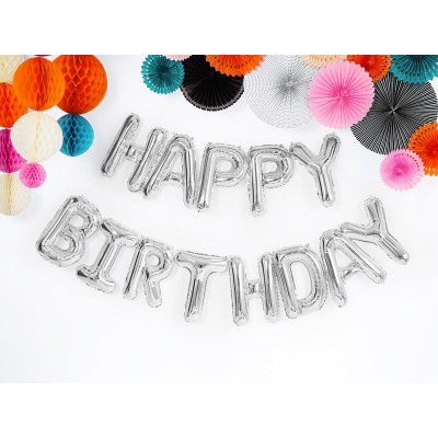 Fóliové balóny Happy Birthday strieborný