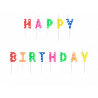 Sviečky Happy Birthday mix farieb