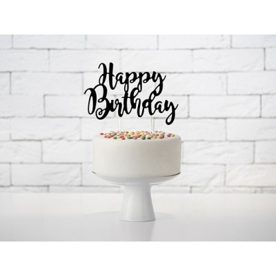Zapichovacia ozdoba na tortu Happy B-Day čierny