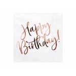 Servítky Happy B-Day zlato ružové