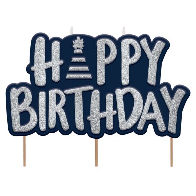 Sviečka modro strieborná Happy B-day