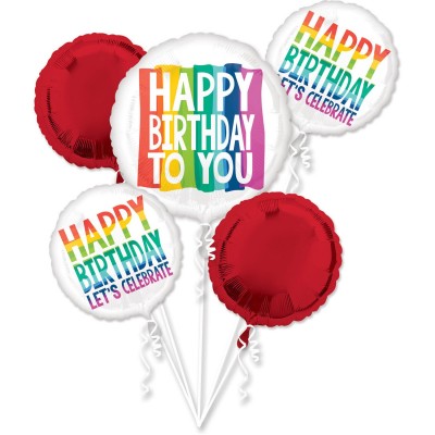Balónová buketa dúhová Happy B-Day