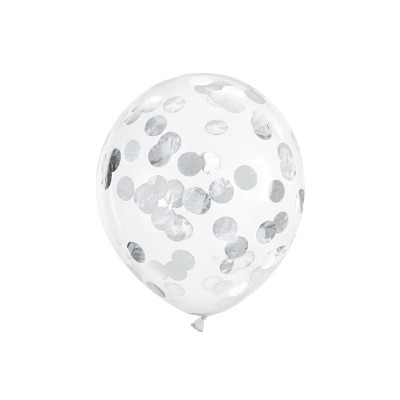 Latexový balón transparentný strieborné konfety