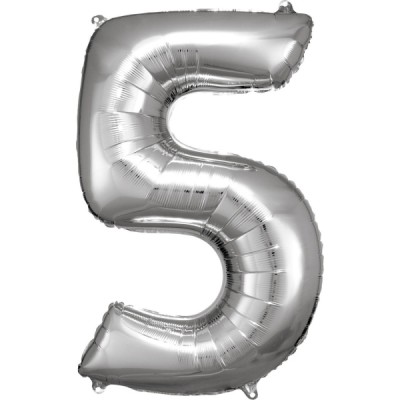 Fóliový balón 5 strieborný