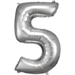 Fóliový balón 5 strieborný