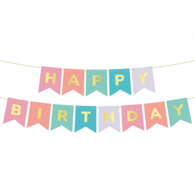 Baner Happy B-Day mix pastelové farby