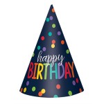 Klobúčiky na párty dúhové farby Happy B-Day