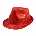 Klobúk červené trblietky
