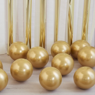 Latexové dekoračné balóny chromové zlaté