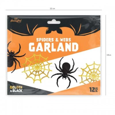 Girlanda Halloween Pavúky a pavučiny