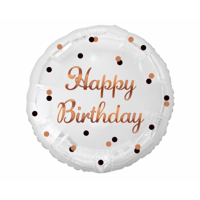 Fóliový balón Happy Birthday bielo ružovo zlatý