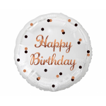 Fóliový balón Happy Birthday bielo ružovo zlatý