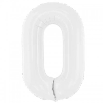 Fóliový balón číslo 0 biely