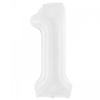 Fóliový balón číslo 1 biely