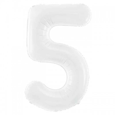 Fóliový balón číslo 5 biely