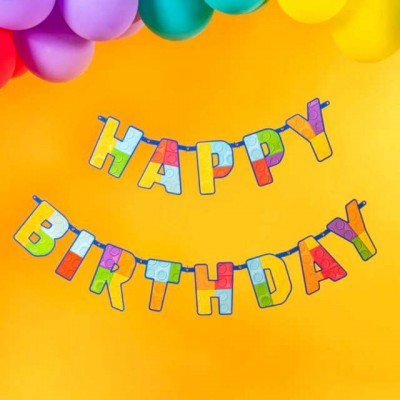 Banner Happy Birthday Lego párty