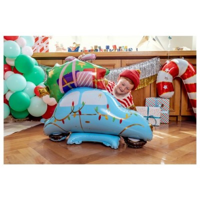 Stojací fóliový balón Auto s vianočným darčekom