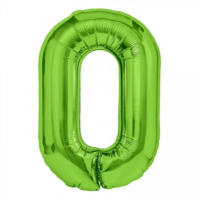 Fóliový balón číslo 0 zelený