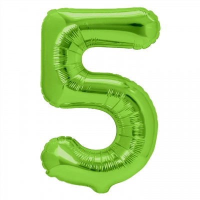 Fóliový balón číslo 5 zelený